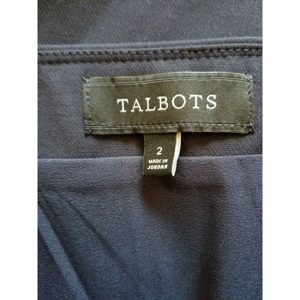 NWOT Womens Skirt-TALBOTS-navyblue/off-white cotton stretch lined A-Line skirt-2 - Picture 4 of 4